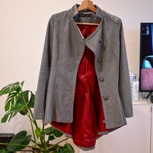 Grey Wool-Look Jacket - Size 6 (runs small)